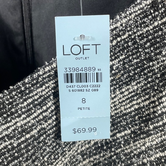 NEW Loft Skirt Womens 8 petite black white woven straight classic - Picture 3 of 7